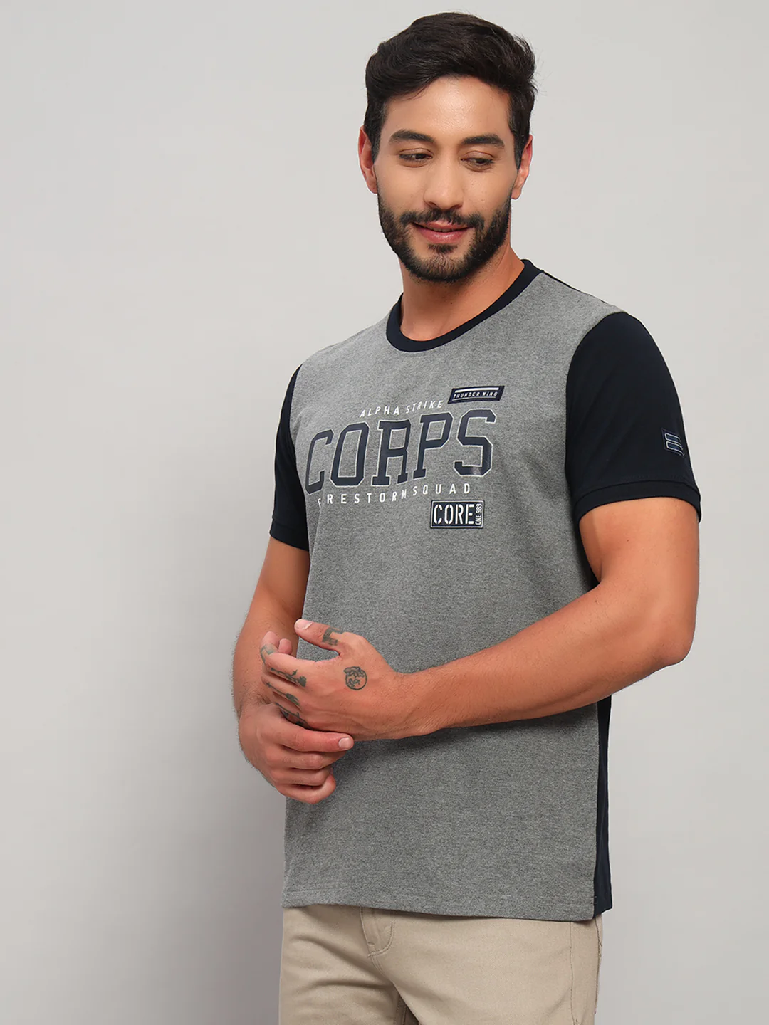T-Shirt for Men | Breathable & Soft with Color Fastness Regular Fit Round Neck Poly Cotton Fabric Printed Pattern - Image 4