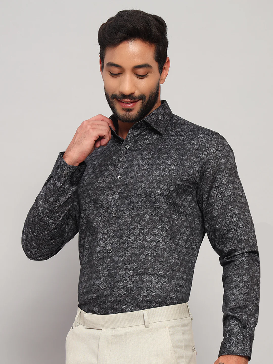 Formal Shirt for Men l Breathable & Soft with Color Fastness Regular Fit Spread Collar Neck Cotton Fabric Printed Pattern - Image 4