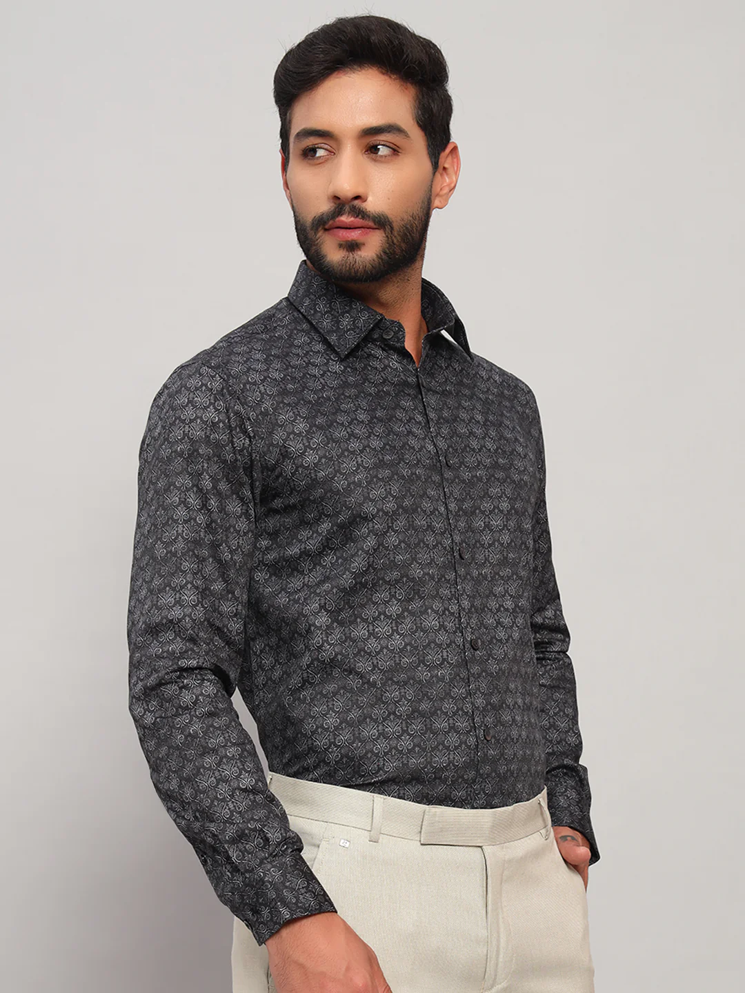 Formal Shirt for Men l Breathable & Soft with Color Fastness Regular Fit Spread Collar Neck Cotton Fabric Printed Pattern - Image 5