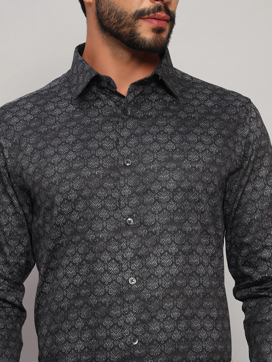 Formal Shirt for Men l Breathable & Soft with Color Fastness Regular Fit Spread Collar Neck Cotton Fabric Printed Pattern - Image 6