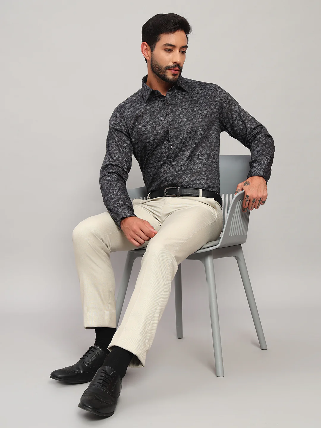 Formal Shirt for Men l Breathable & Soft with Color Fastness Regular Fit Spread Collar Neck Cotton Fabric Printed Pattern - Image 7