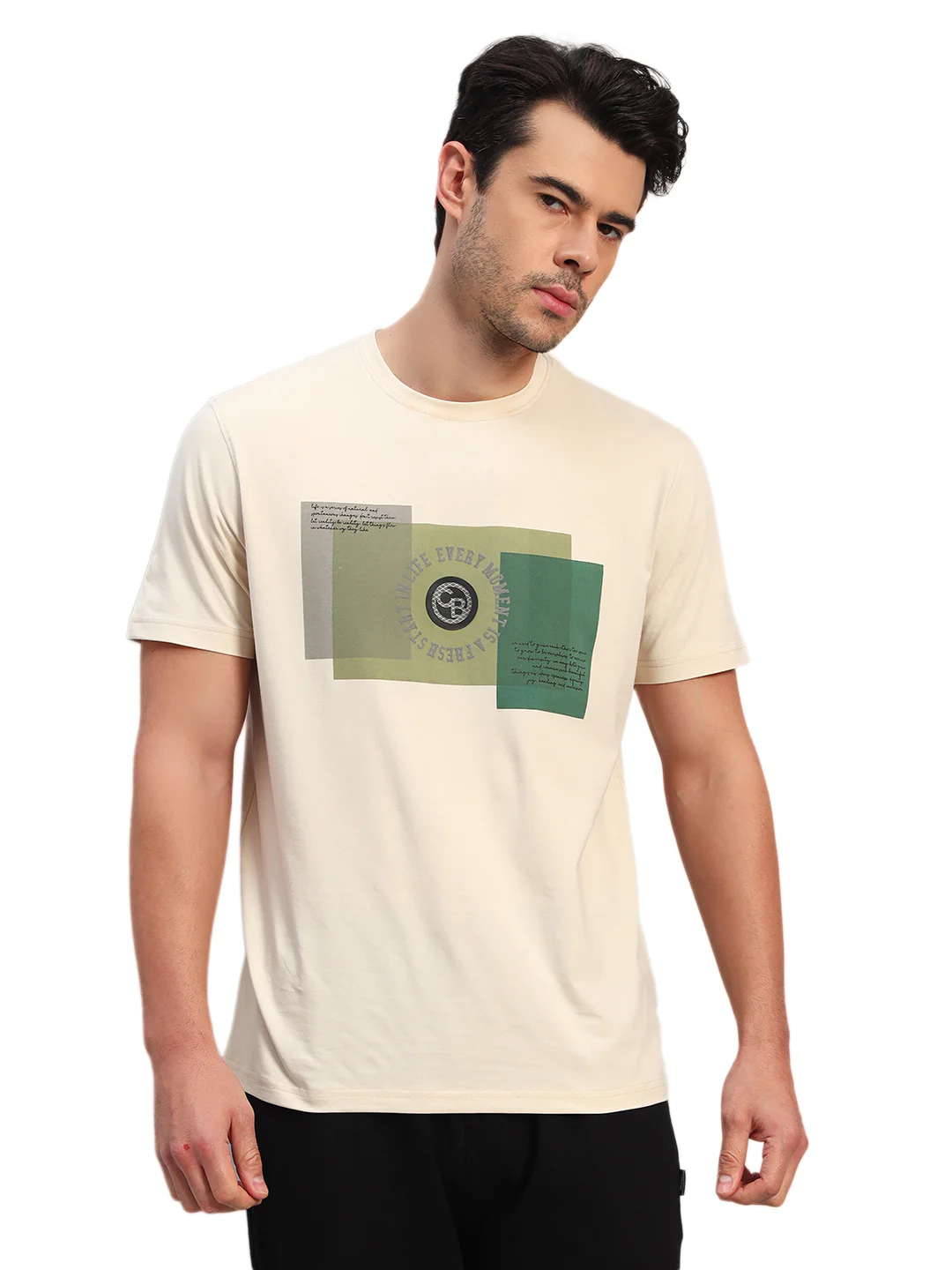 T-Shirt for Men | Breathable & Soft with Color Fastness Regular Fit Round Neck Cotton Blend Fabric Printed Pattern - Image 2