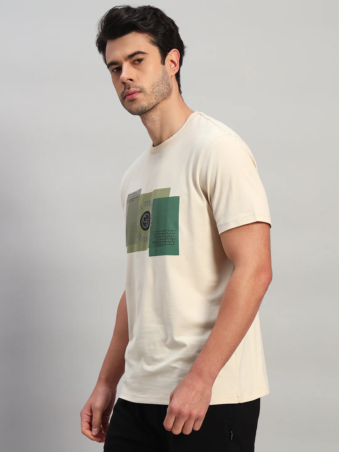 T-Shirt for Men | Breathable & Soft with Color Fastness Regular Fit Round Neck Cotton Blend Fabric Printed Pattern - Image 3
