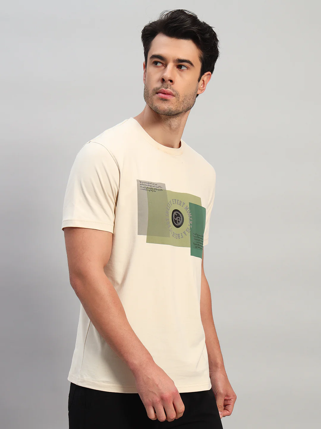 T-Shirt for Men | Breathable & Soft with Color Fastness Regular Fit Round Neck Cotton Blend Fabric Printed Pattern - Image 4