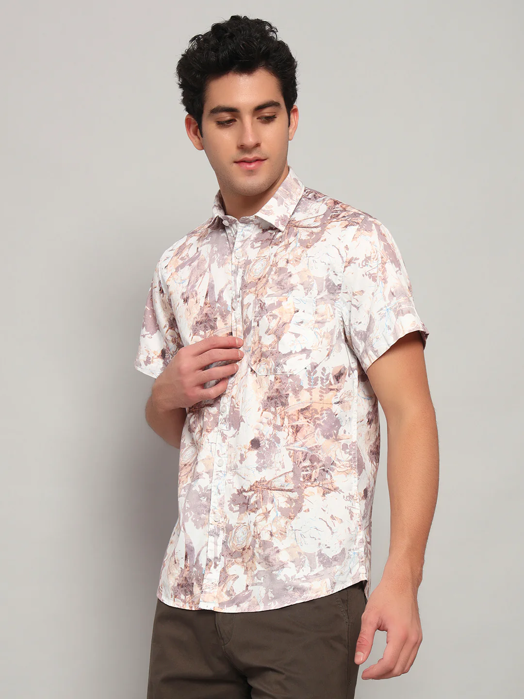 Casual Shirt for Men | Breathable & Soft with Color Fastness Regular Fit Spread Collar Neck Cotton Fabric Printed Pattern - Image 3