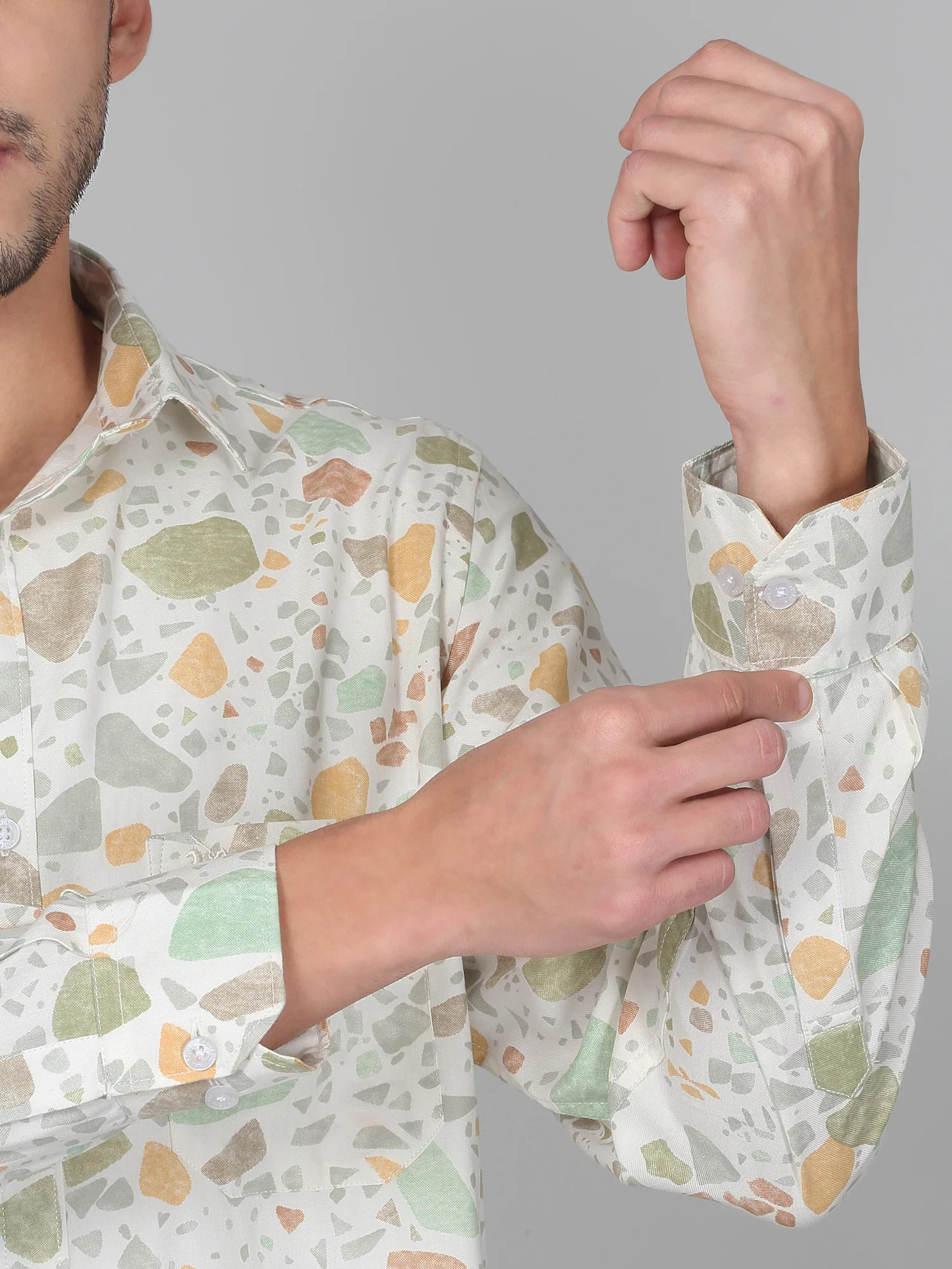 Casual Shirt for Men | Breathable & Soft with Color Fastness Regular Fit Spread Collar Neck Viscose Fabric Printed Pattern - Image 3