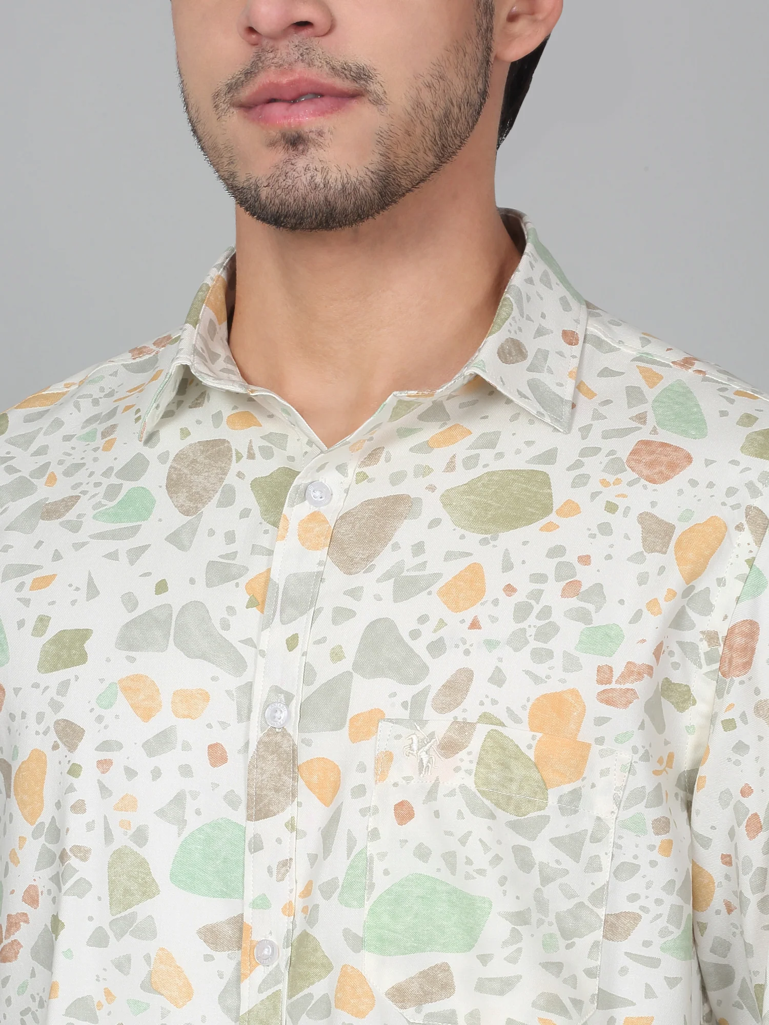 Casual Shirt for Men | Breathable & Soft with Color Fastness Regular Fit Spread Collar Neck Viscose Fabric Printed Pattern - Image 7