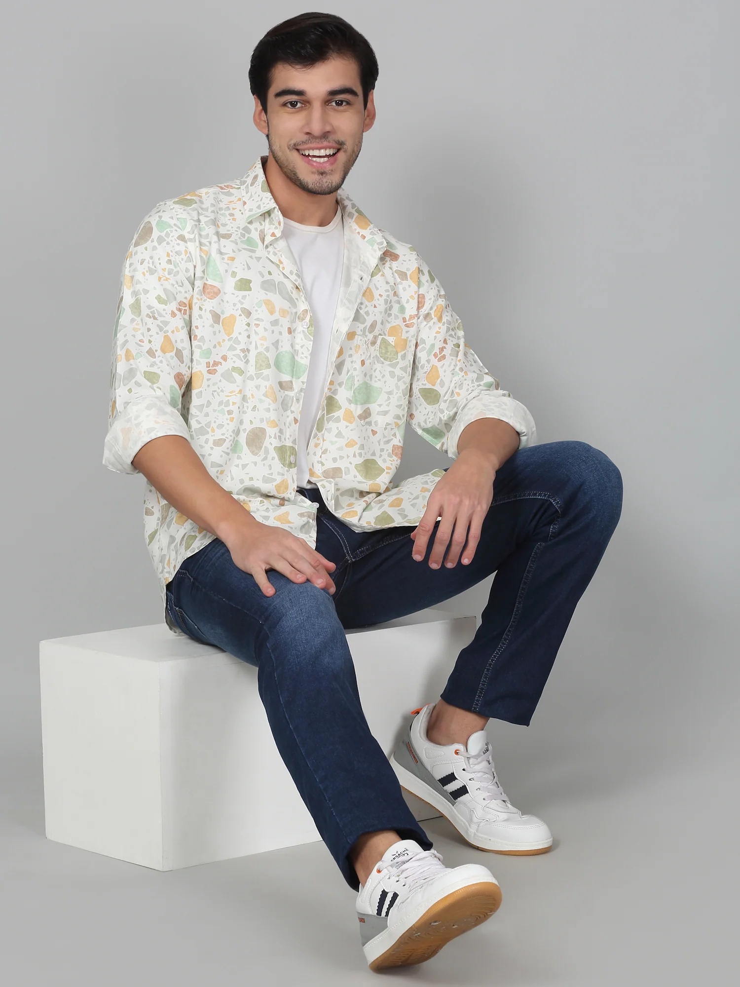 Casual Shirt for Men | Breathable & Soft with Color Fastness Regular Fit Spread Collar Neck Viscose Fabric Printed Pattern - Image 8