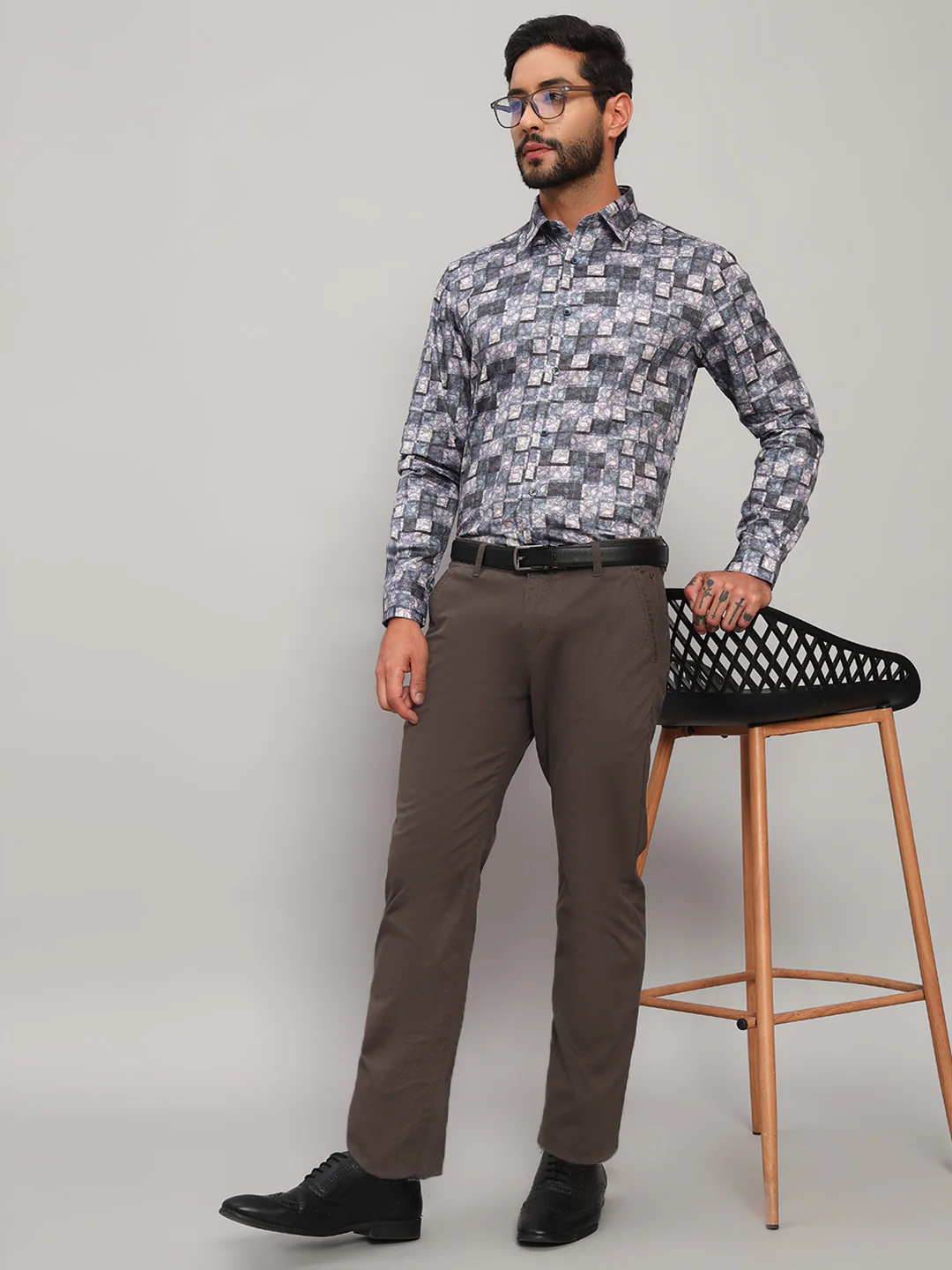 Formal Shirt for Men l Breathable & Soft with Color Fastness Regular Fit Spread Collar Neck Cotton Fabric Printed Pattern - Image 3