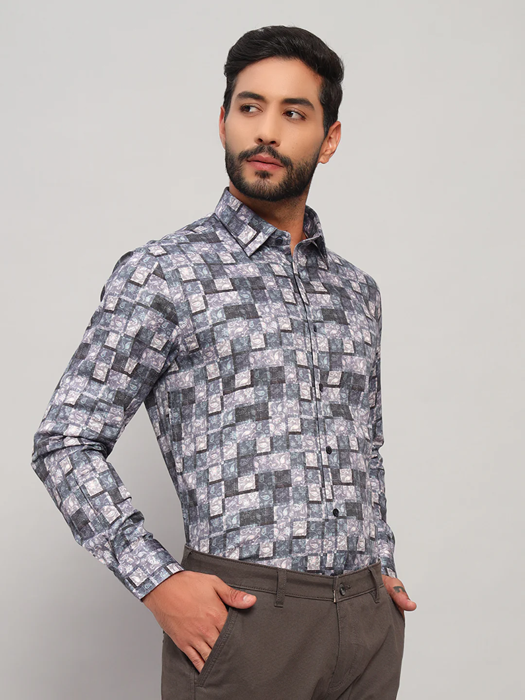 Formal Shirt for Men l Breathable & Soft with Color Fastness Regular Fit Spread Collar Neck Cotton Fabric Printed Pattern - Image 5