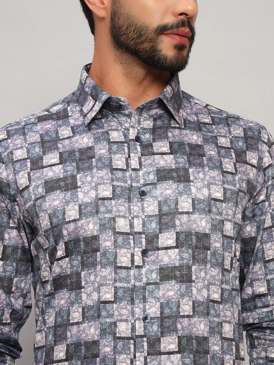 Formal Shirt for Men l Breathable & Soft with Color Fastness Regular Fit Spread Collar Neck Cotton Fabric Printed Pattern - Image 7