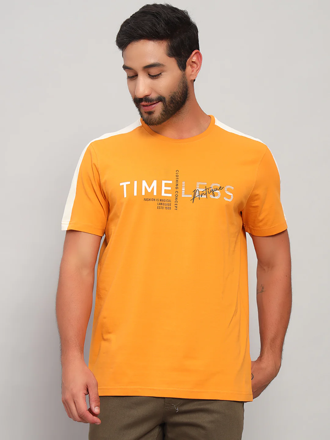 T-Shirt for Men | Breathable & Soft with Color Fastness Regular Fit Round Neck Cotton Blend Fabric Printed Pattern - Image 2