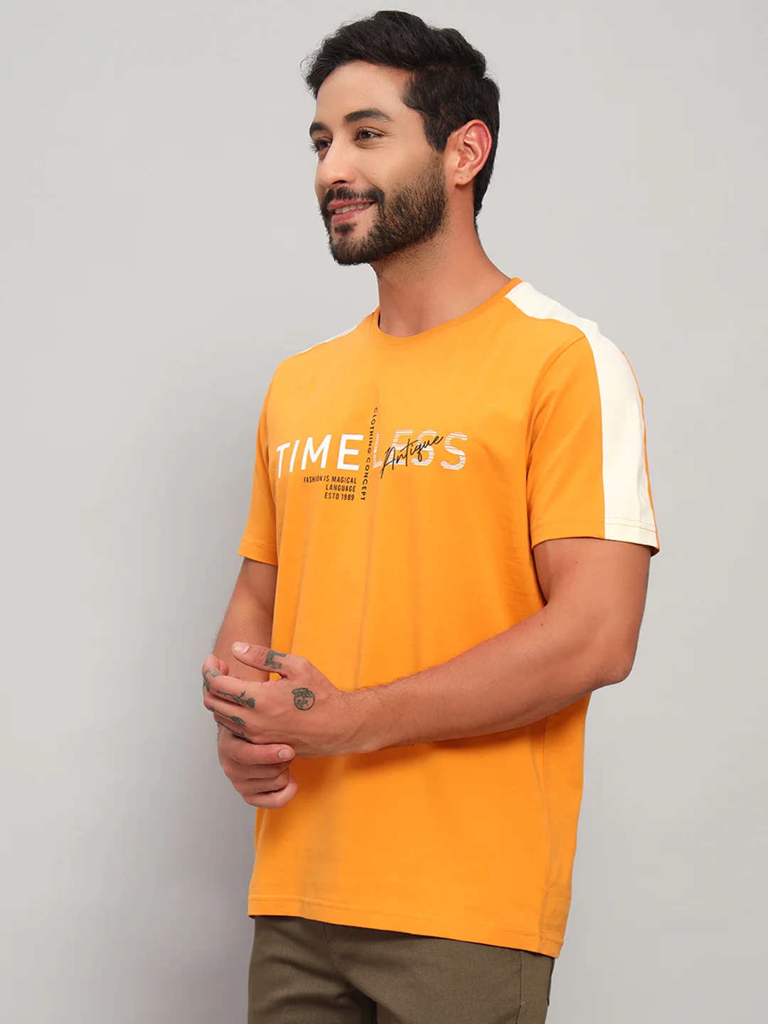 T-Shirt for Men | Breathable & Soft with Color Fastness Regular Fit Round Neck Cotton Blend Fabric Printed Pattern - Image 3