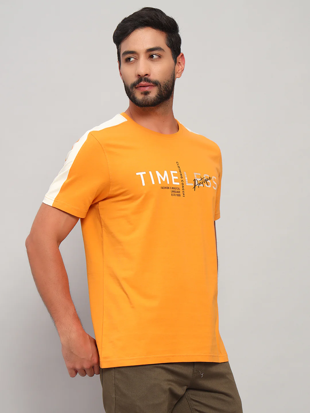 T-Shirt for Men | Breathable & Soft with Color Fastness Regular Fit Round Neck Cotton Blend Fabric Printed Pattern - Image 4