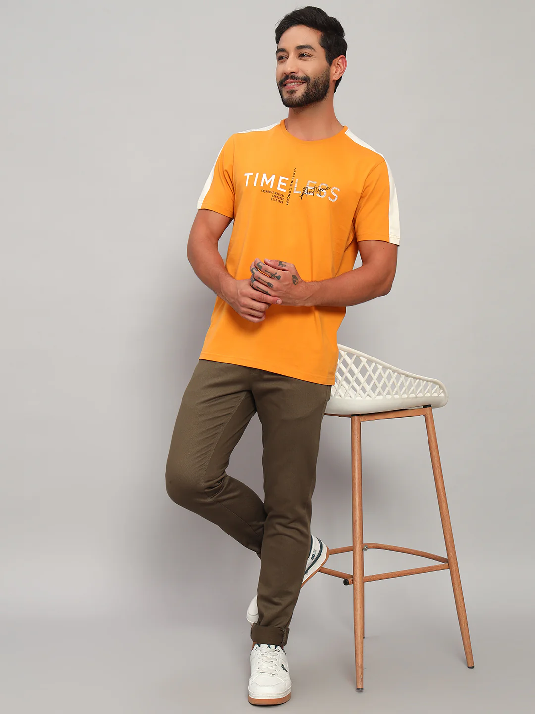T-Shirt for Men | Breathable & Soft with Color Fastness Regular Fit Round Neck Cotton Blend Fabric Printed Pattern - Image 6
