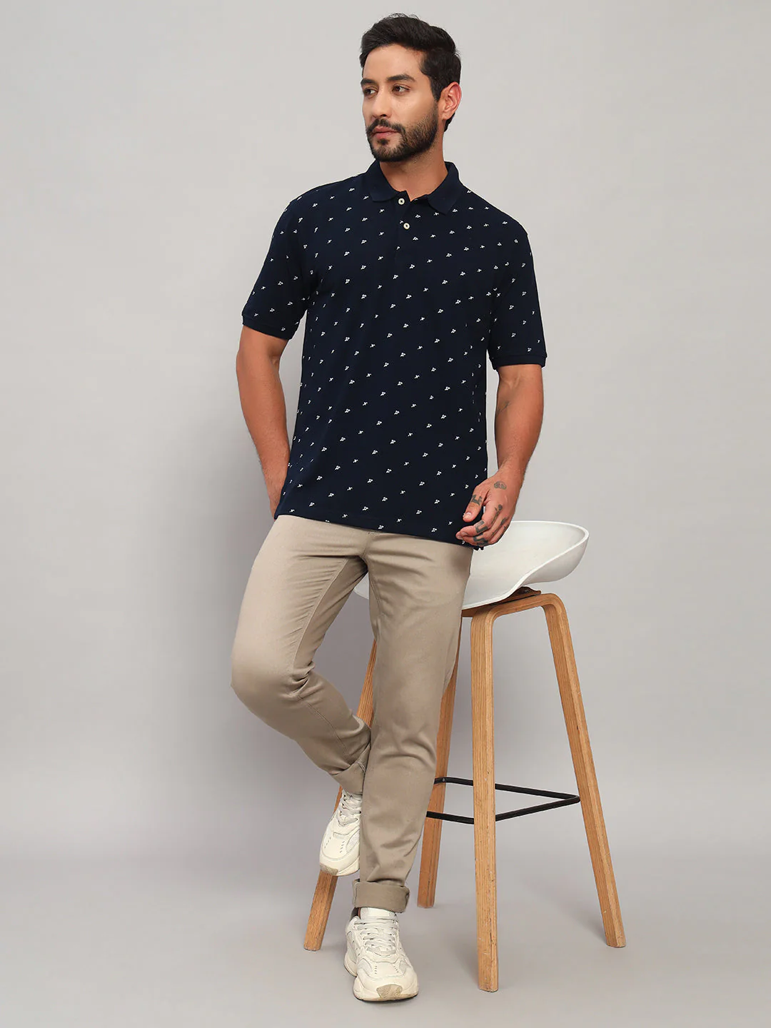 T-Shirt for Men | Breathable & Soft with Color Fastness Regular Fit Polo Neck Poly Cotton Fabric Printed Pattern - Image 2