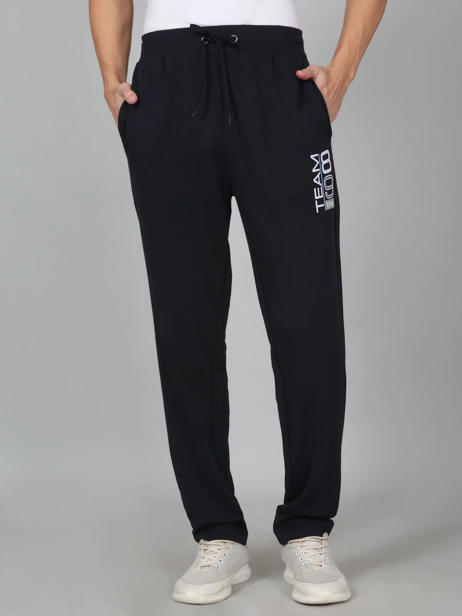 Men's Printed Navy Blue Regular Fit Casual Track Pant - Image 3