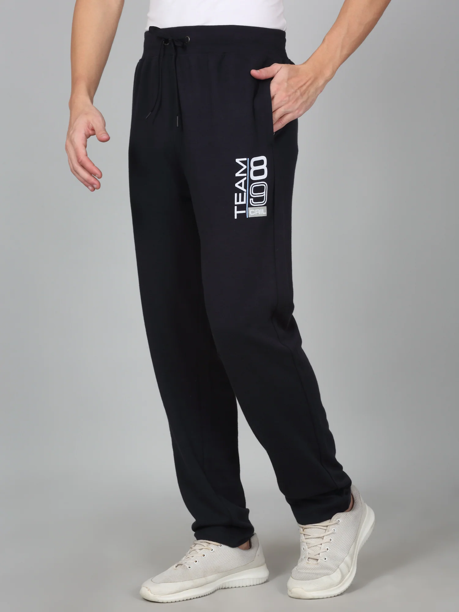 Men's Printed Navy Blue Regular Fit Casual Track Pant - Image 4