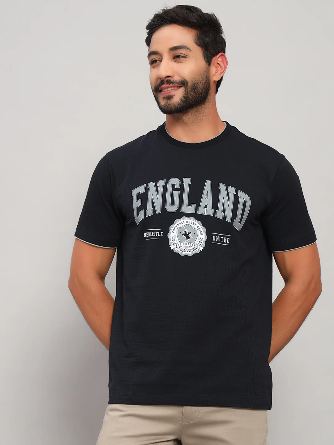 T-Shirt for Men | Breathable & Soft with Color Fastness Regular Fit Round Neck Poly Cotton Fabric Printed Pattern - Image 3