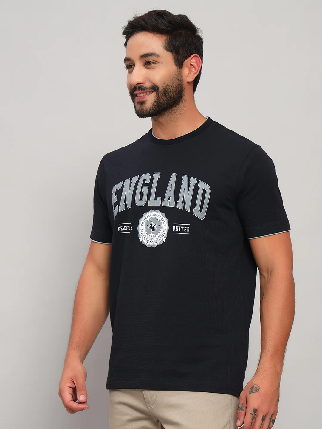 T-Shirt for Men | Breathable & Soft with Color Fastness Regular Fit Round Neck Poly Cotton Fabric Printed Pattern - Image 4