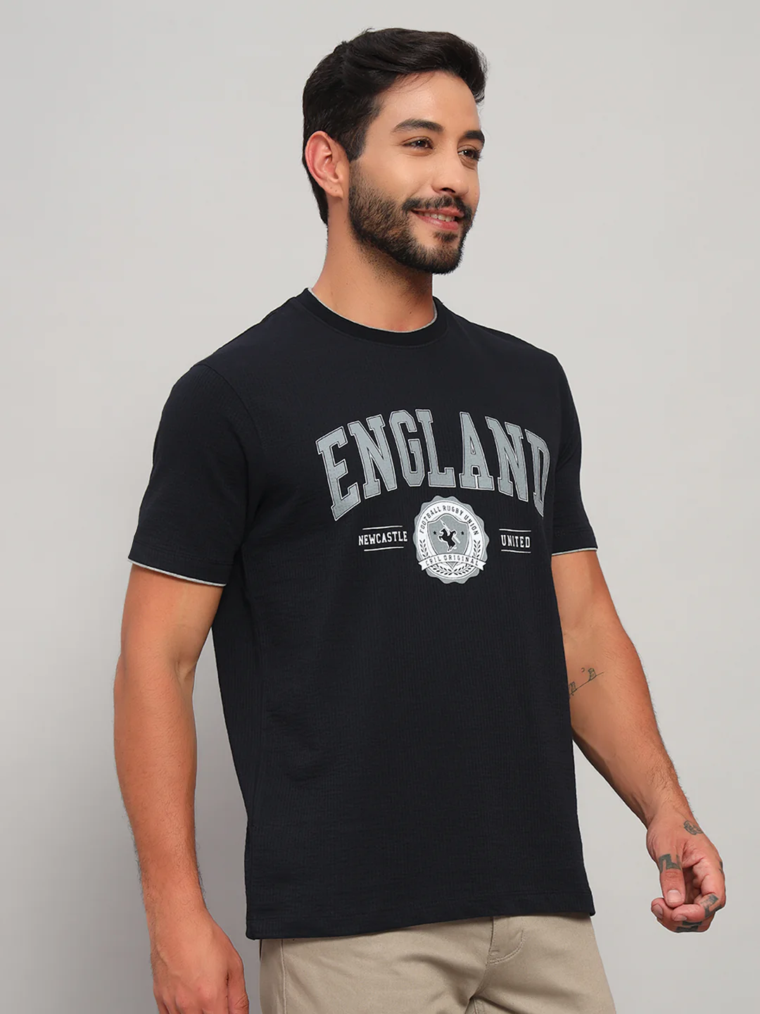 T-Shirt for Men | Breathable & Soft with Color Fastness Regular Fit Round Neck Poly Cotton Fabric Printed Pattern - Image 5