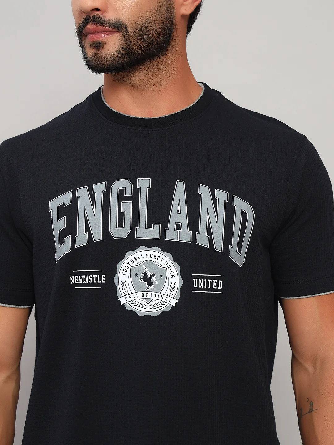 T-Shirt for Men | Breathable & Soft with Color Fastness Regular Fit Round Neck Poly Cotton Fabric Printed Pattern - Image 6