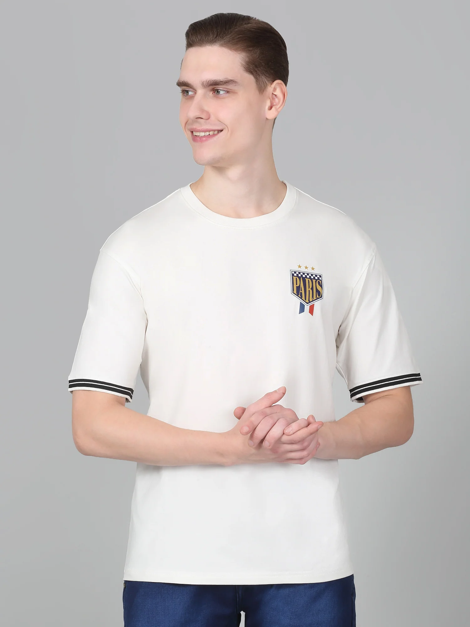 T-Shirt for Men | Breathable & Soft with Color Fastness Regular Fit Round Neck Cotton Blend Fabric Solid Pattern - Image 3
