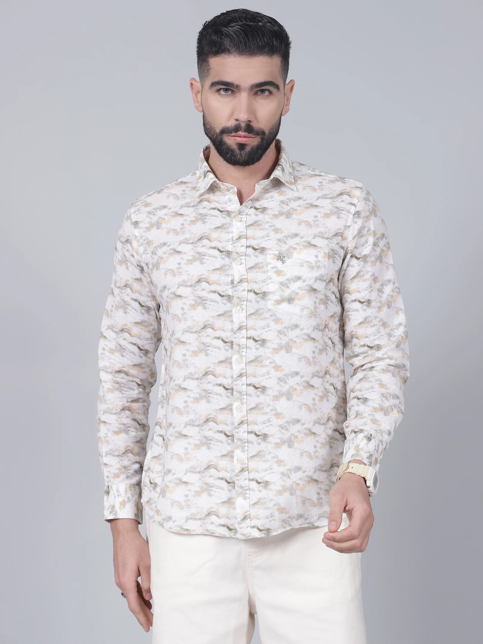 Casual Shirt for Men | Breathable & Soft with Color Fastness Regular Fit Spread Collar Neck Cotton Fabric Printed Pattern - Image 2