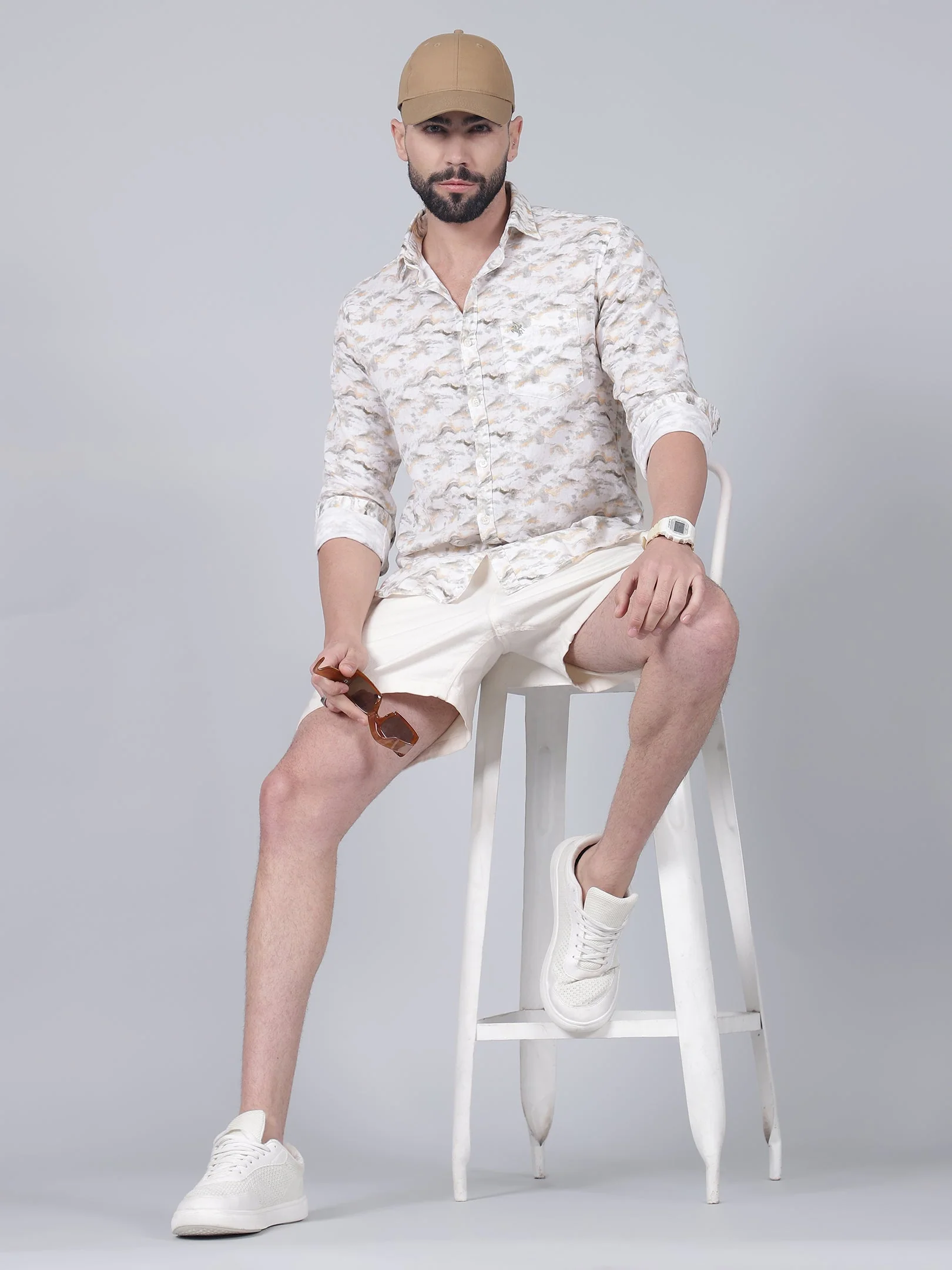 Casual Shirt for Men | Breathable & Soft with Color Fastness Regular Fit Spread Collar Neck Cotton Fabric Printed Pattern - Image 5