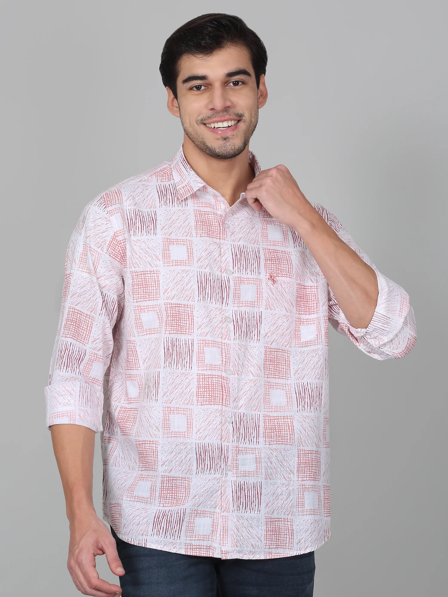Casual Shirt for Men | Breathable & Soft with Color Fastness Regular Fit Spread Collar Neck Cotton Fabric Printed Pattern - Image 2