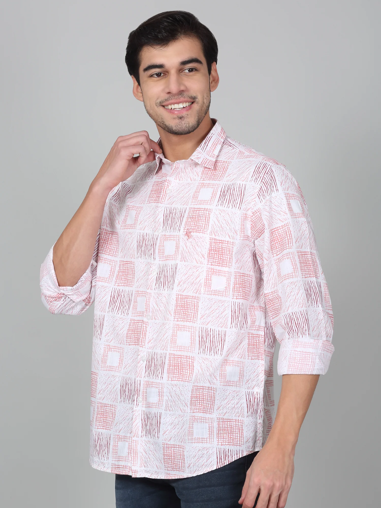 Casual Shirt for Men | Breathable & Soft with Color Fastness Regular Fit Spread Collar Neck Cotton Fabric Printed Pattern - Image 3