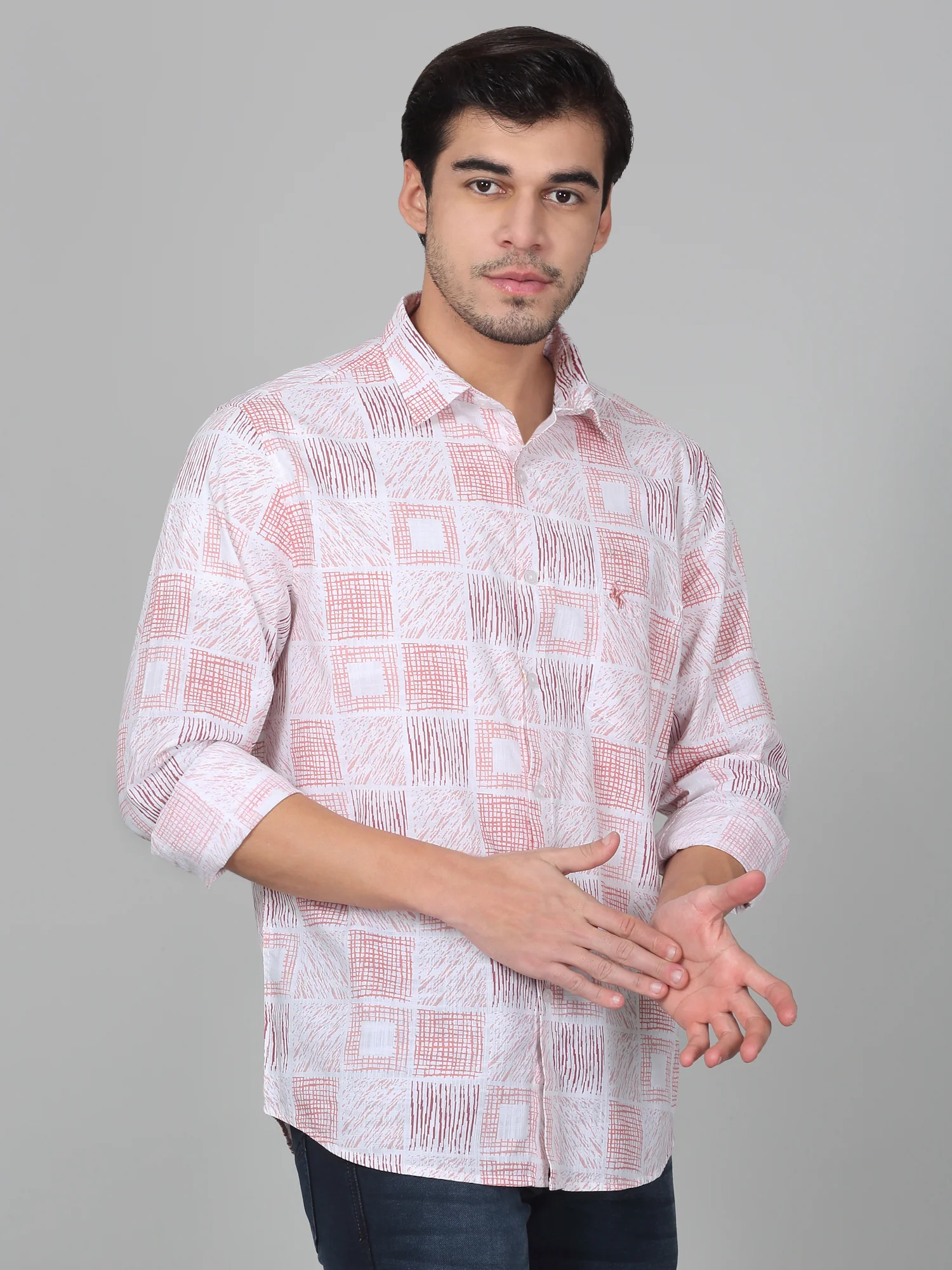Casual Shirt for Men | Breathable & Soft with Color Fastness Regular Fit Spread Collar Neck Cotton Fabric Printed Pattern - Image 4