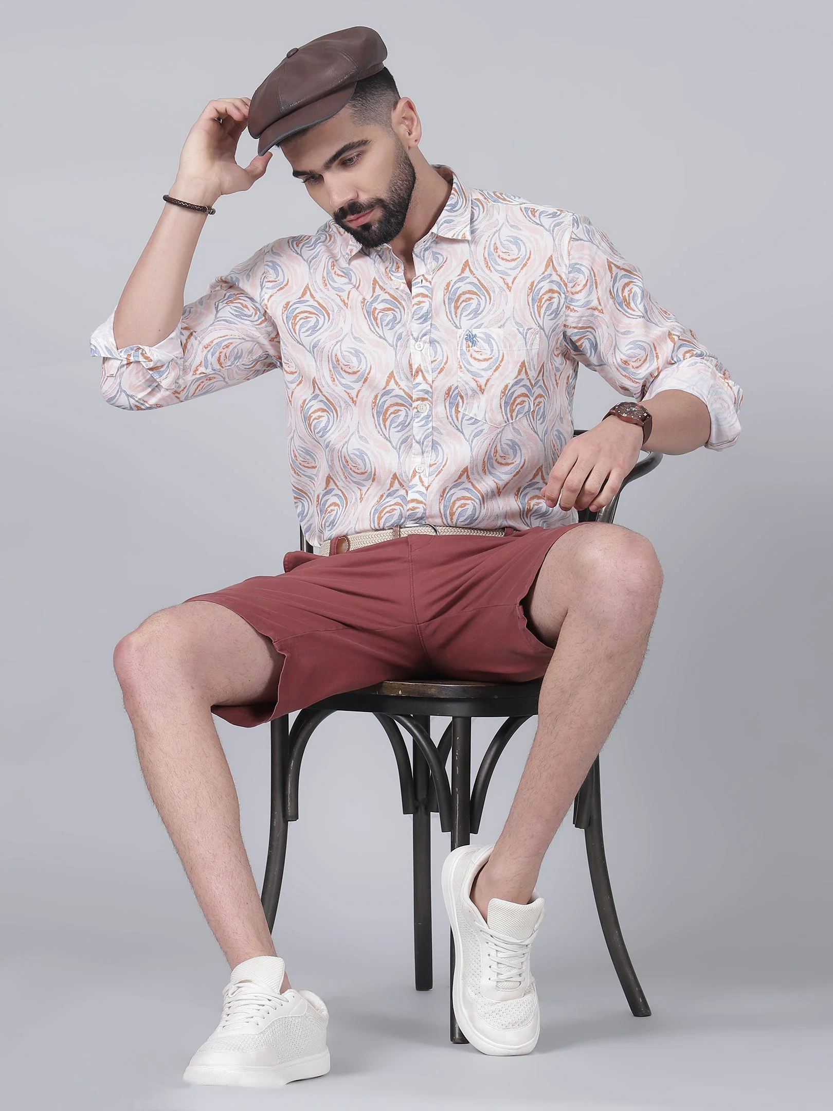 Casual Shirt for Men | Breathable & Soft with Color Fastness Regular Fit Spread Collar Neck Cotton Fabric Printed Pattern - Image 5