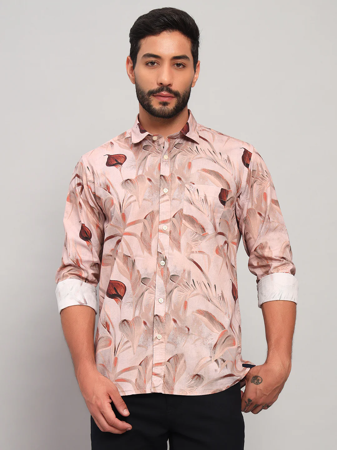 Casual Shirt for Men | Breathable & Soft with Color Fastness Regular Fit Spread Collar Neck Cotton Fabric Printed Pattern - Image 3