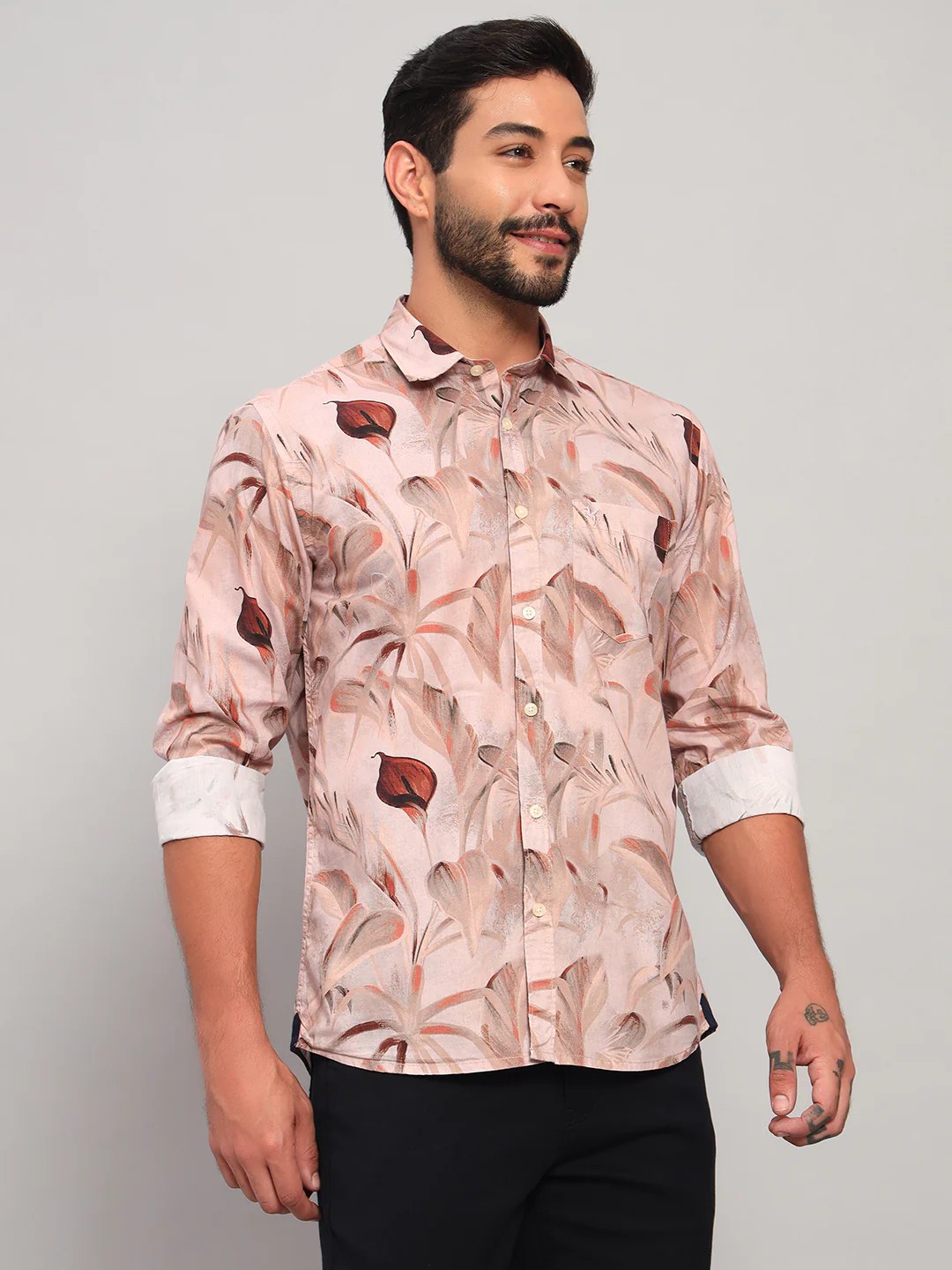 Casual Shirt for Men | Breathable & Soft with Color Fastness Regular Fit Spread Collar Neck Cotton Fabric Printed Pattern - Image 5