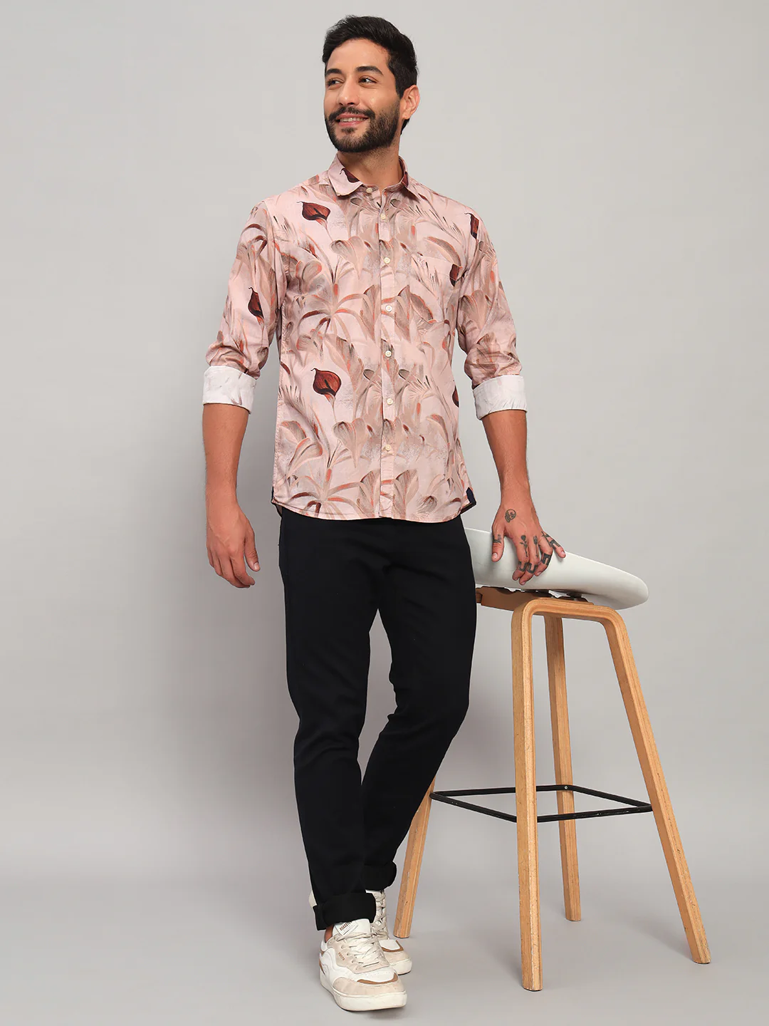 Casual Shirt for Men | Breathable & Soft with Color Fastness Regular Fit Spread Collar Neck Cotton Fabric Printed Pattern - Image 7