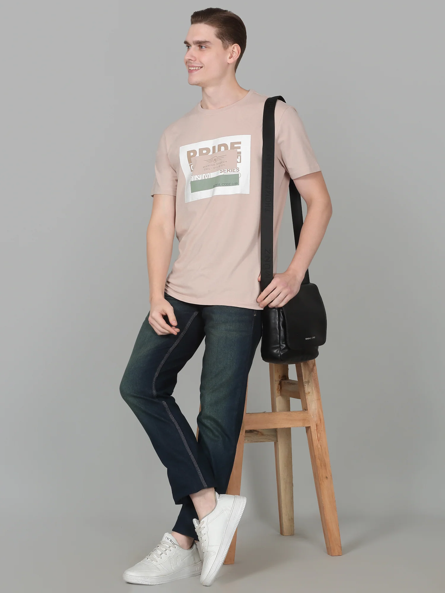 T-Shirt for Men | Breathable & Soft with Color Fastness Regular Fit Round Neck Cotton Blend Fabric Printed Pattern - Image 7
