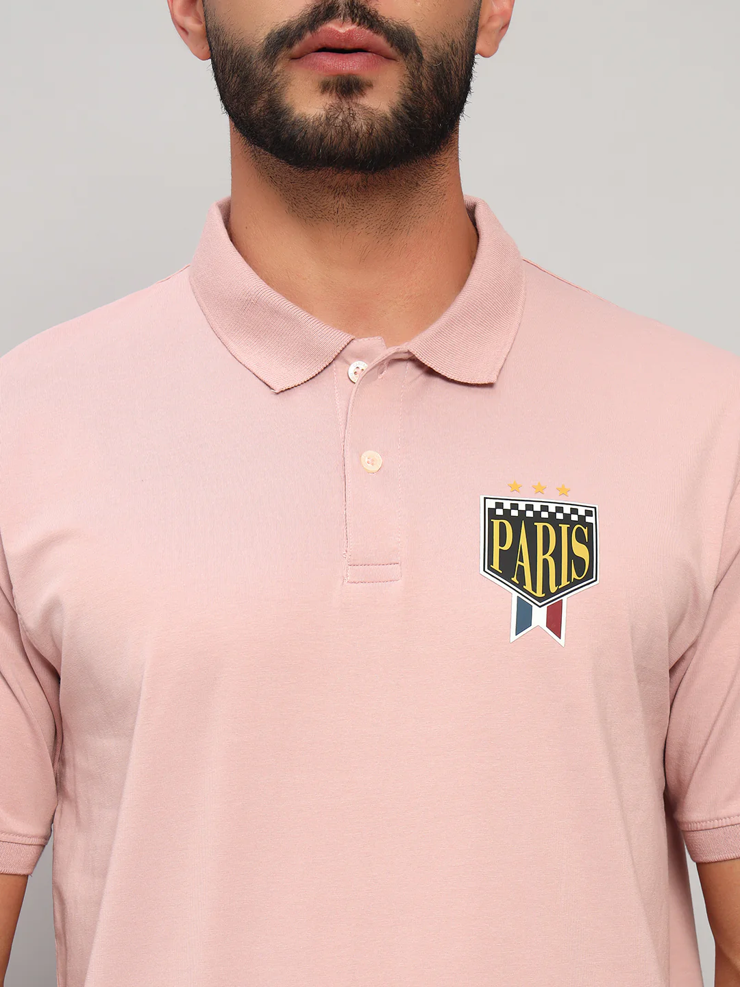 T-Shirt for Men | Breathable & Soft with Color Fastness Regular Fit Polo Neck Cotton Blend Fabric Solid Pattern - Image 3