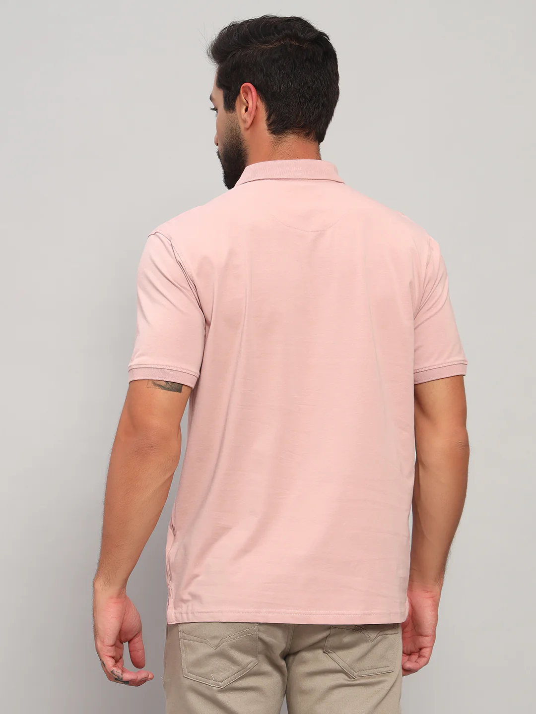 T-Shirt for Men | Breathable & Soft with Color Fastness Regular Fit Polo Neck Cotton Blend Fabric Solid Pattern - Image 5