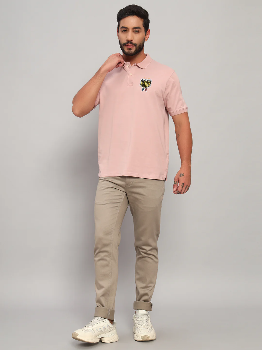 T-Shirt for Men | Breathable & Soft with Color Fastness Regular Fit Polo Neck Cotton Blend Fabric Solid Pattern - Image 6