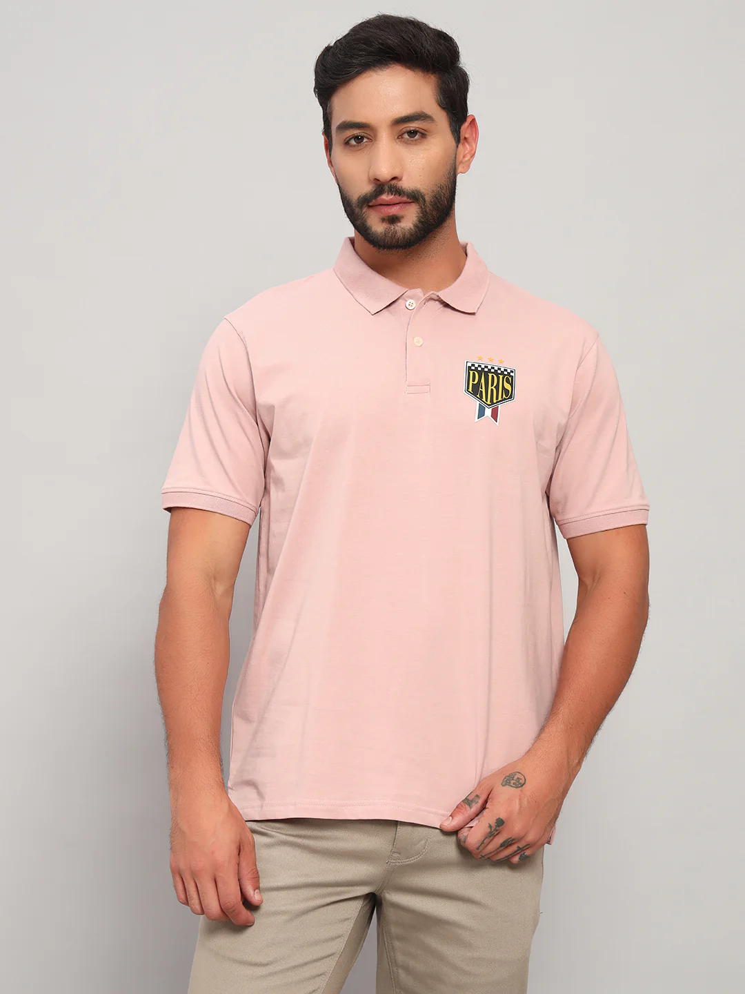 T-Shirt for Men | Breathable & Soft with Color Fastness Regular Fit Polo Neck Cotton Blend Fabric Solid Pattern - Image 7