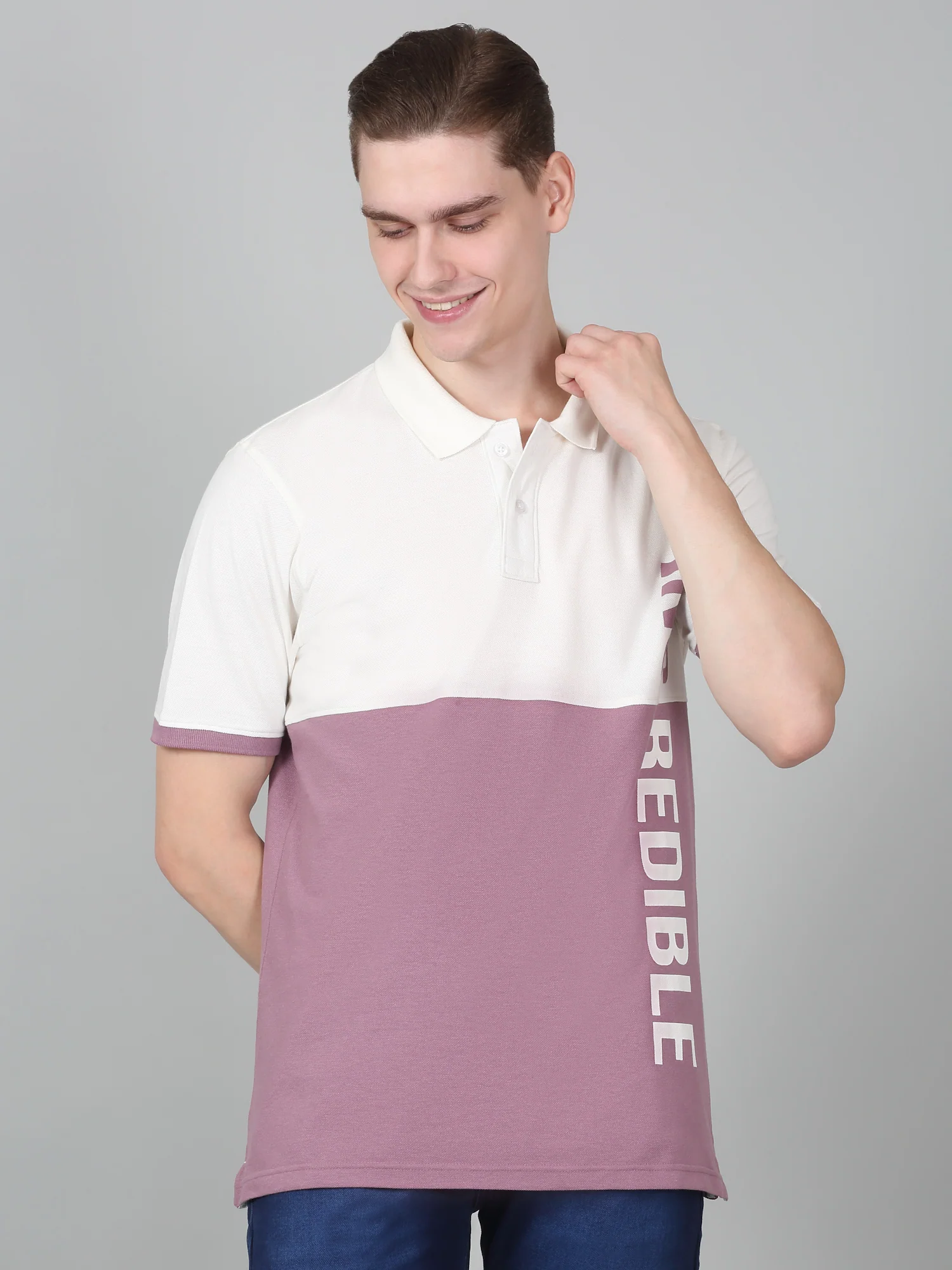T-Shirt for Men | Breathable & Soft with Color Fastness Regular Fit Polo Neck Poly Cotton Fabric Colour Block Pattern