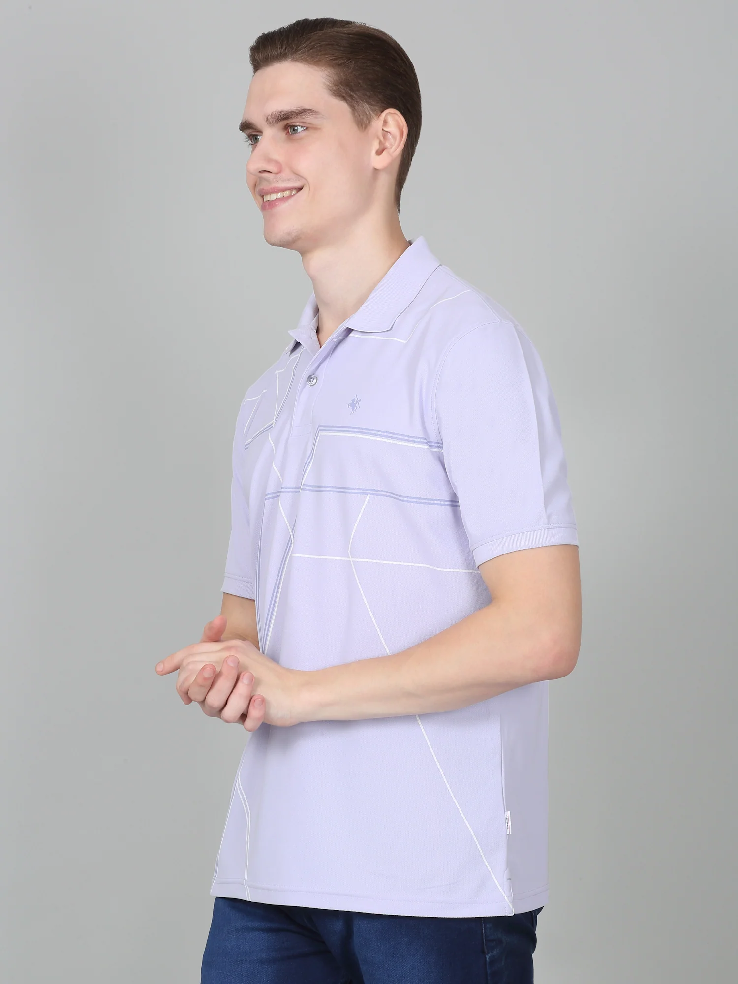 T-Shirt for Men | Breathable & Soft with Color Fastness Regular Fit Polo Neck Polyester Fabric Printed Pattern - Image 3
