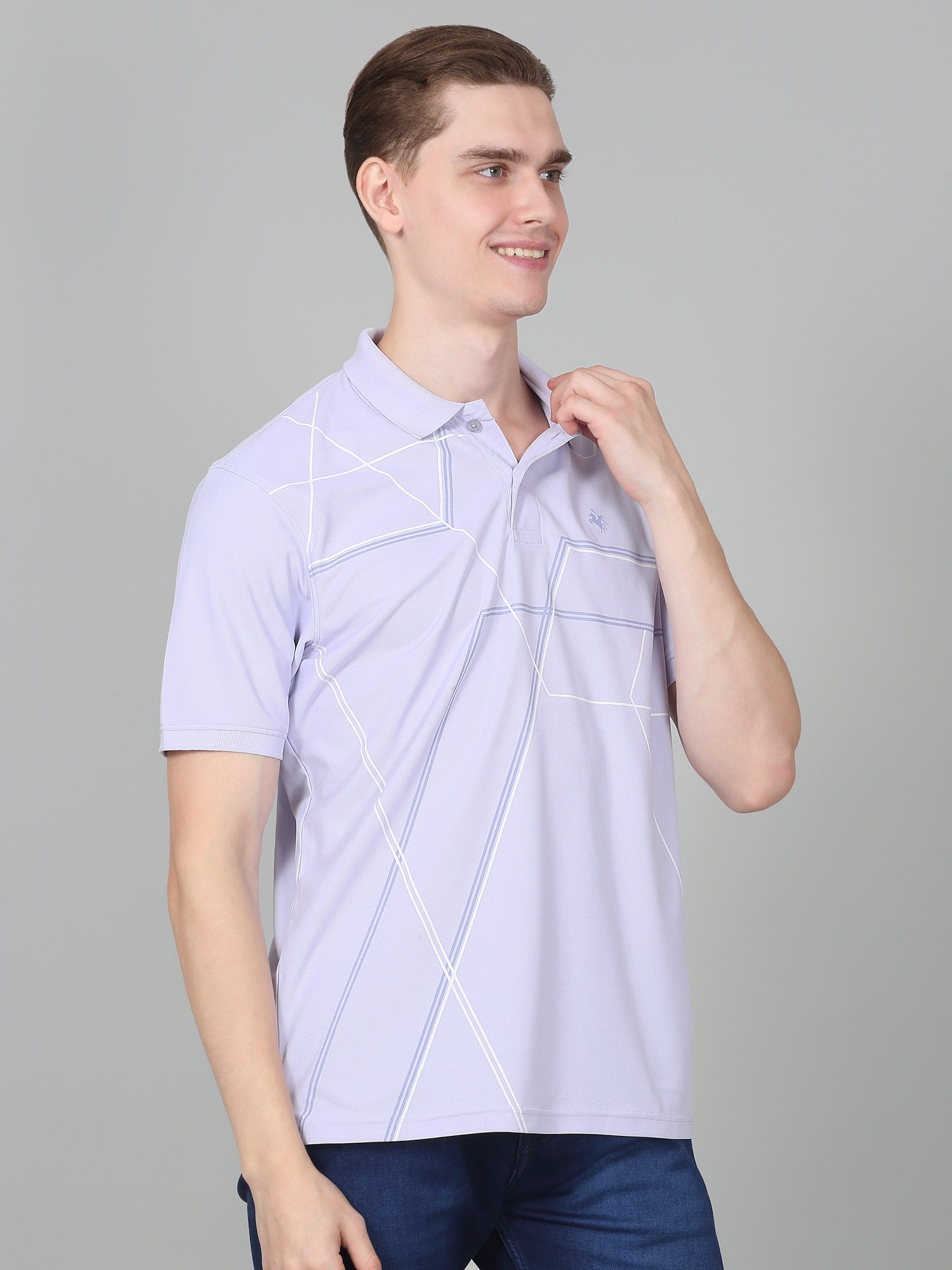 T-Shirt for Men | Breathable & Soft with Color Fastness Regular Fit Polo Neck Polyester Fabric Printed Pattern - Image 4