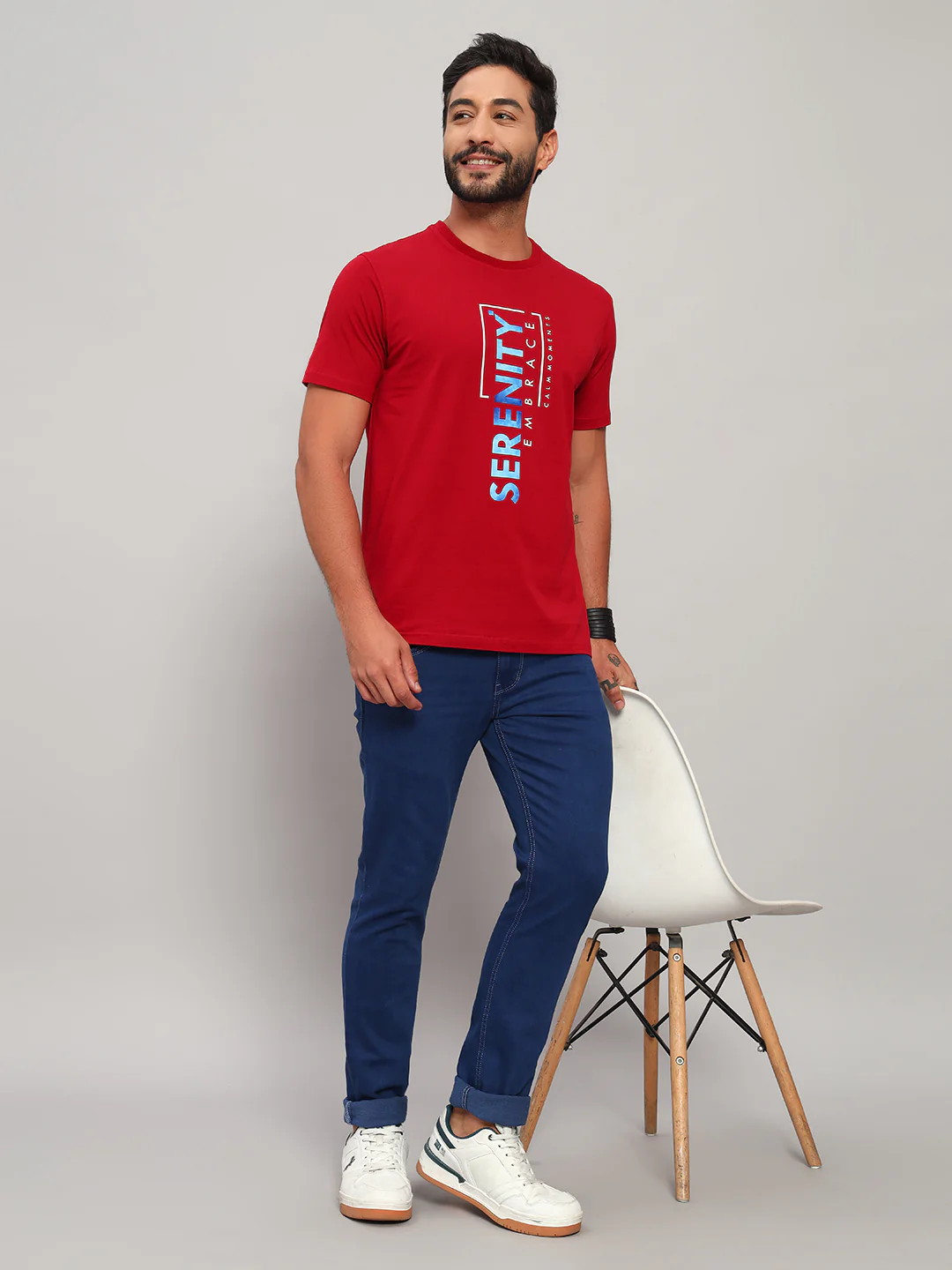 T-Shirt for Men | Breathable & Soft with Color Fastness Regular Fit Round Neck Cotton Blend Fabric Printed Pattern - Image 7
