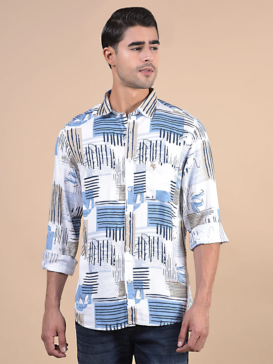 Casual Shirt for Men | Breathable & Soft with Color Fastness Regular Fit Spread Collar Neck Modal Fabric Printed Pattern - Image 3