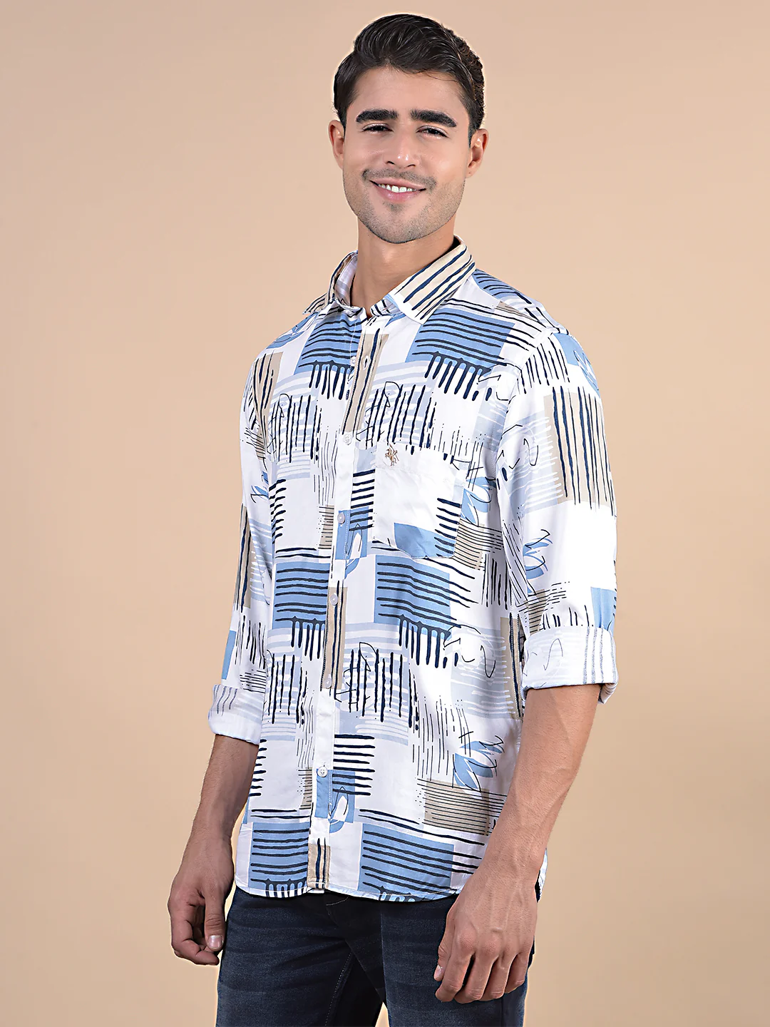 Casual Shirt for Men | Breathable & Soft with Color Fastness Regular Fit Spread Collar Neck Modal Fabric Printed Pattern - Image 4