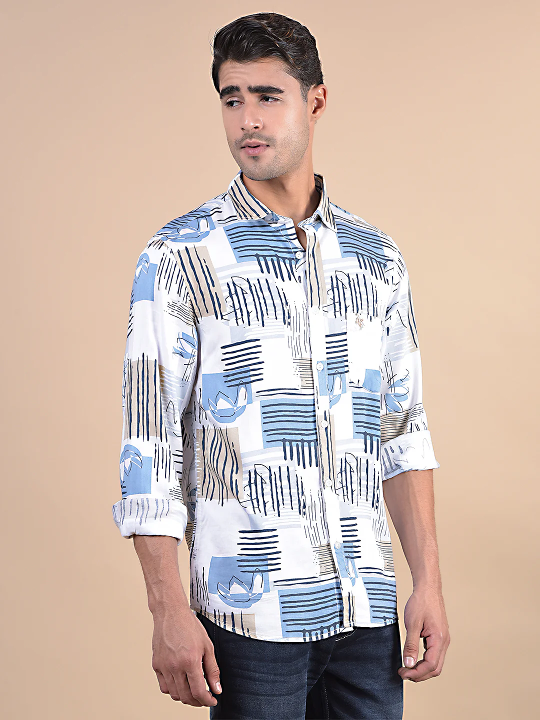 Casual Shirt for Men | Breathable & Soft with Color Fastness Regular Fit Spread Collar Neck Modal Fabric Printed Pattern - Image 5