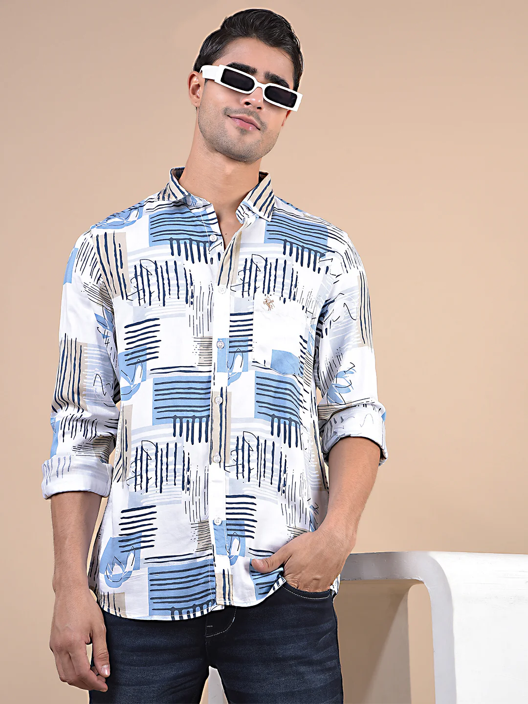 Casual Shirt for Men | Breathable & Soft with Color Fastness Regular Fit Spread Collar Neck Modal Fabric Printed Pattern - Image 9