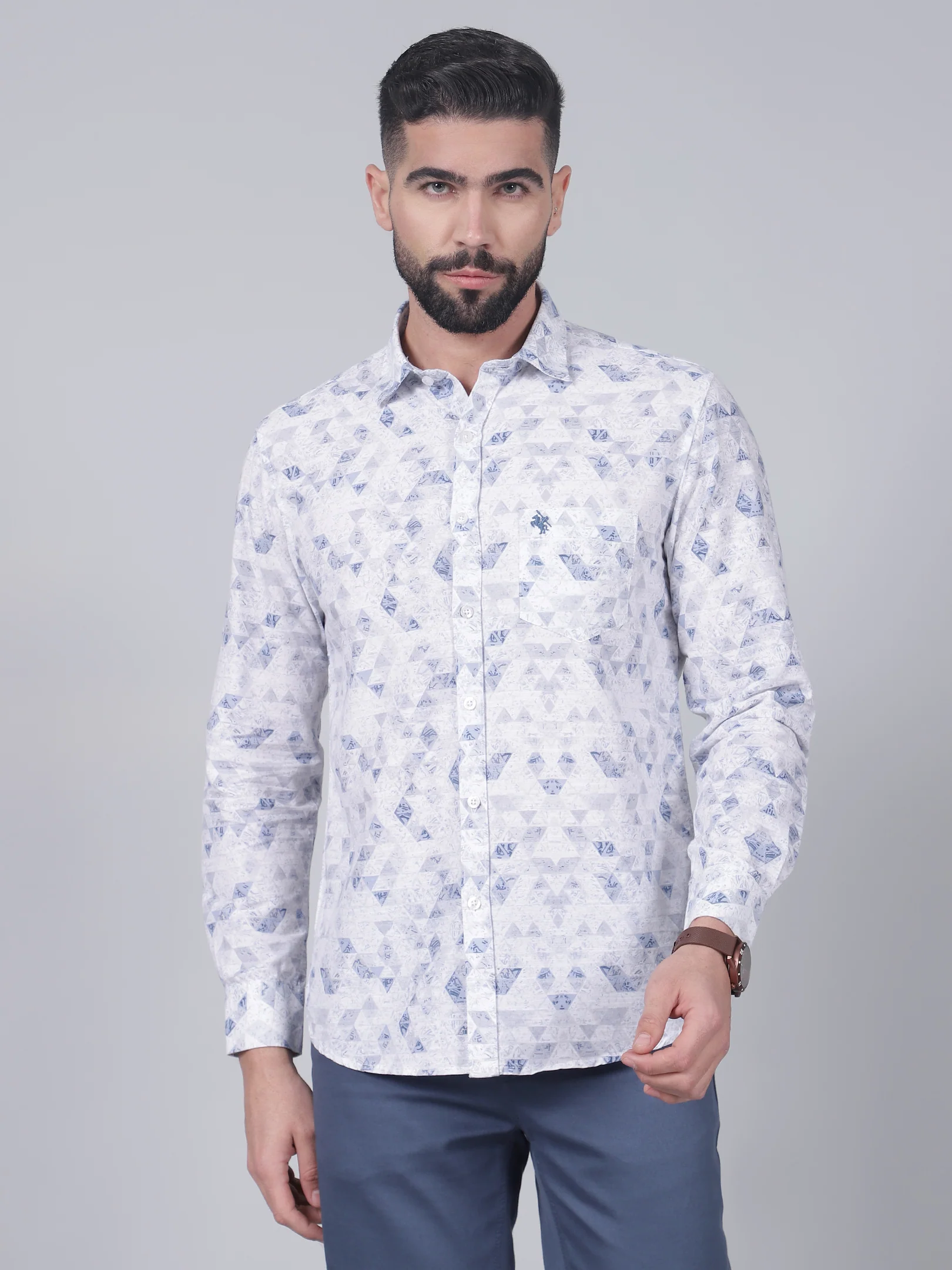 Casual Shirt for Men | Breathable & Soft with Color Fastness Regular Fit Spread Collar Neck Cotton Fabric Printed Pattern - Image 2